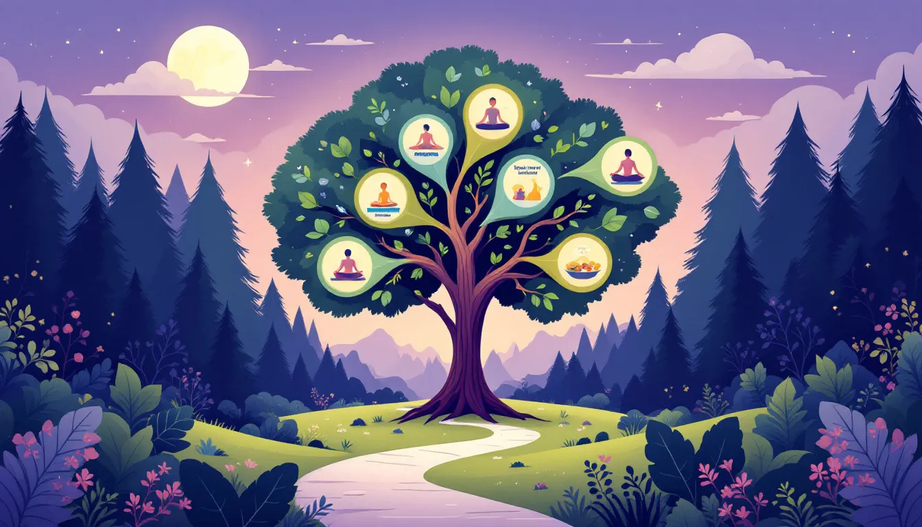 An illustration of holistic approaches to enhancing sleep quality, highlighting healthy habits.