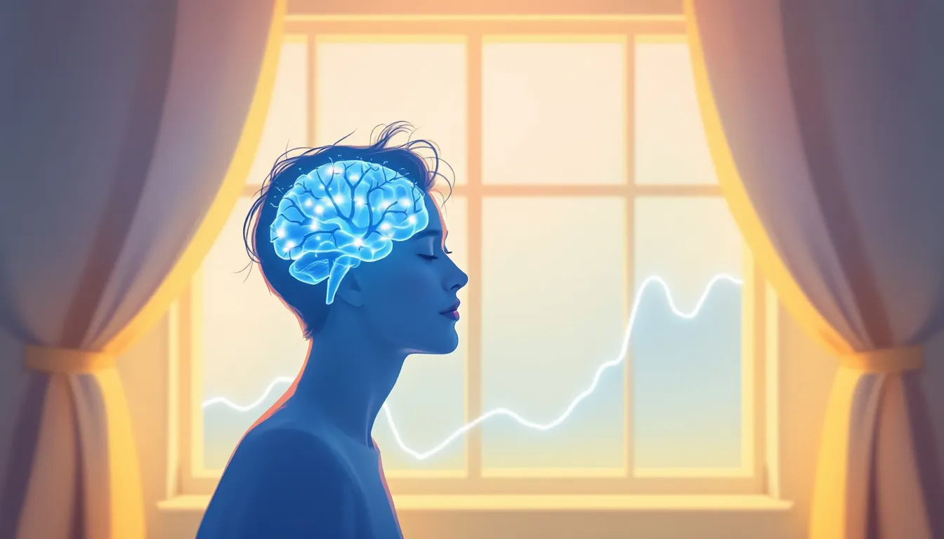A person exposed to bright light, illustrating how light affects sleep patterns.