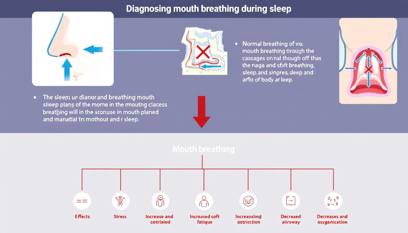 A diagram showing the process of diagnosing mouth breathing during sleep.