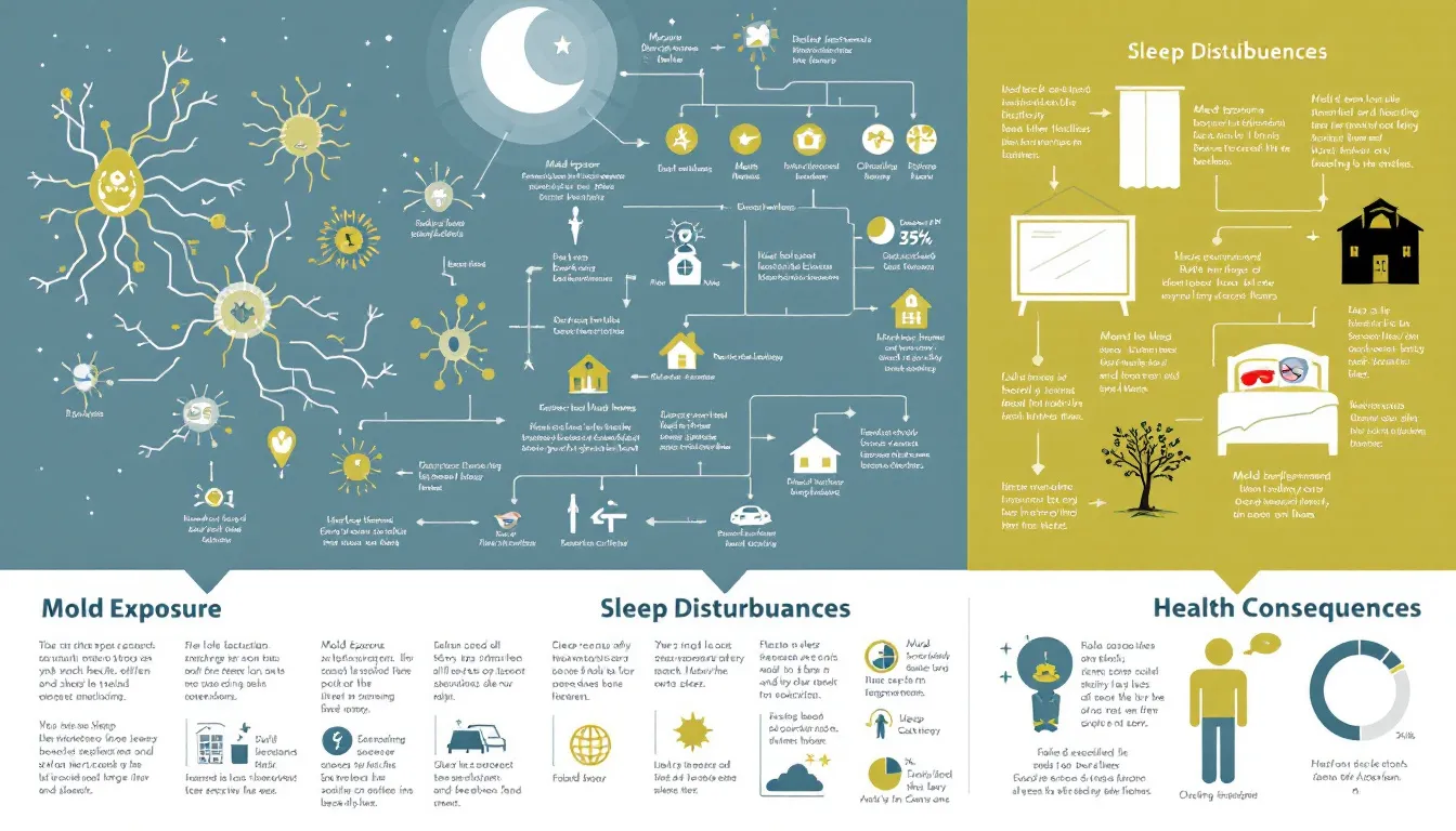A graphic depicting health consequences of mold-induced sleep disturbances.